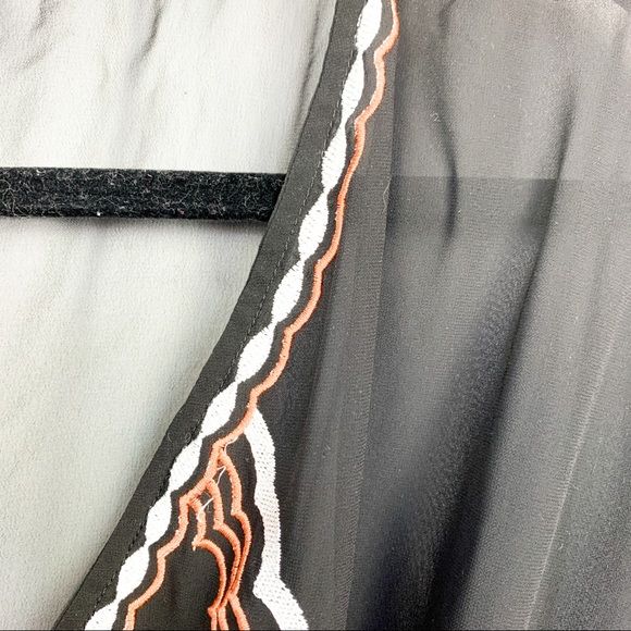 Black Sheer Beach Swim Coverup with Fringe - Picture 5 of 10